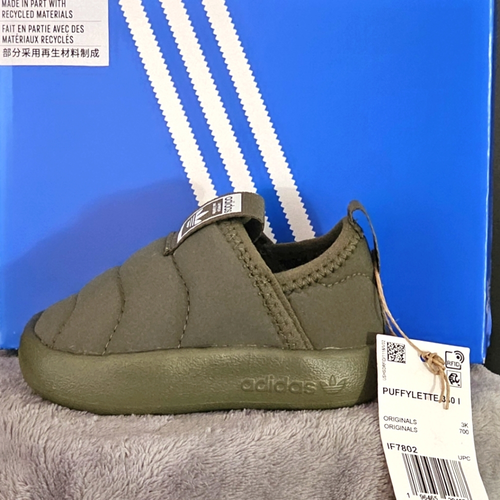 Kids Olive Strata Adidas Puffylette 360 I Size 4K